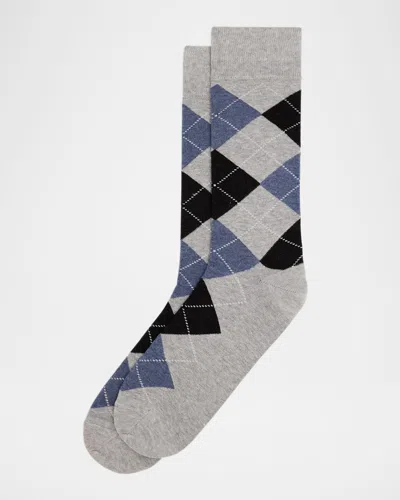 Neiman Marcus Men's Argyle Crew Socks In Animal Print