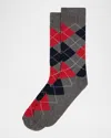 Neiman Marcus Men's Argyle Crew Socks In Animal Print
