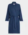 Neiman Marcus Men's Brushed Flannel Robe In Navy