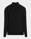 Neiman Marcus Men's Cashmere And Silk Mock Neck Sweater In Black