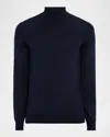 Neiman Marcus Men's Cashmere And Silk Mock Neck Sweater In Blue