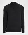 Neiman Marcus Men's Cashmere And Silk Quarter-zip Sweater In Gray