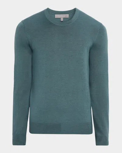 Neiman Marcus Men's Cashmere And Silk Slim Crewneck Sweater In Blue