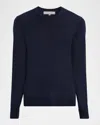 Neiman Marcus Men's Cashmere And Silk Slim Crewneck Sweater In Blue