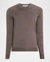 Neiman Marcus Men's Cashmere And Silk Slim Crewneck Sweater In Brown