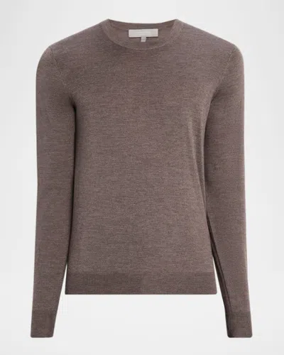 Neiman Marcus Men's Cashmere And Silk Slim Crewneck Sweater In Brown