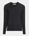 Neiman Marcus Men's Cashmere And Silk Slim Crewneck Sweater In Gray
