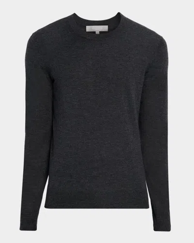 Neiman Marcus Men's Cashmere And Silk Slim Crewneck Sweater In Gray