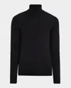 Neiman Marcus Men's Cashmere And Silk Turtleneck Sweater In Black