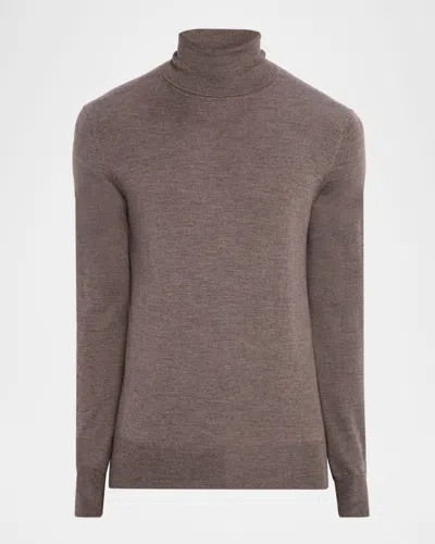 Neiman Marcus Men's Cashmere And Silk Turtleneck Sweater In Brown