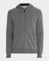 Neiman Marcus Men's Cashmere Full-zip Hoodie In Gray