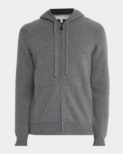 Neiman Marcus Men's Cashmere Full-zip Hoodie In Gray