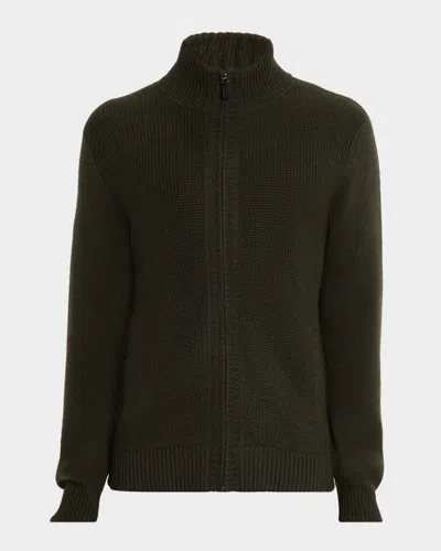 Neiman Marcus Men's Cashmere Knit Full-zip Sweater In Brown
