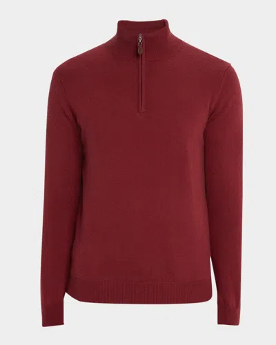 Neiman Marcus Men's Cashmere Quarter-zip Sweater In Animal Print