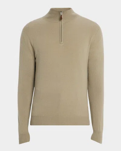 Neiman Marcus Men's Cashmere Quarter-zip Sweater In Animal Print