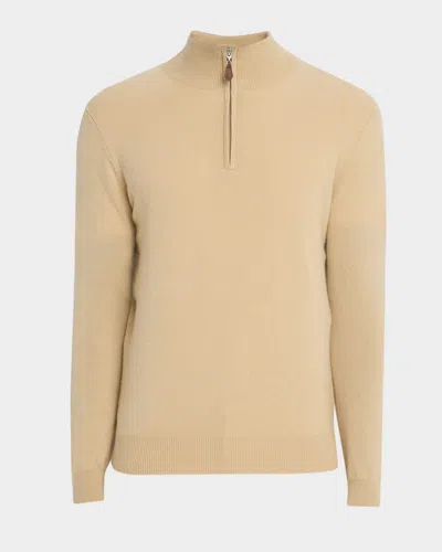 Neiman Marcus Men's Cashmere Quarter-zip Sweater In Animal Print