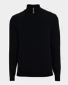 Neiman Marcus Men's Cashmere Quarter-zip Sweater In Black