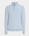 Neiman Marcus Men's Cashmere Quarter-zip Sweater In Blue