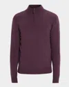 Neiman Marcus Men's Cashmere Quarter-zip Sweater In Burgundy