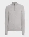 Neiman Marcus Men's Cashmere Quarter-zip Sweater In Gray