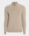 Neiman Marcus Men's Cashmere Quarter-zip Sweater In Neutral