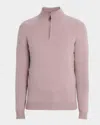 Neiman Marcus Men's Cashmere Quarter-zip Sweater In Pink