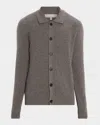 Neiman Marcus Men's Cashmere Rib Knit Overshirt In Gray