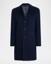 Neiman Marcus Men's Cashmere Single-breasted Overcoat In Blue