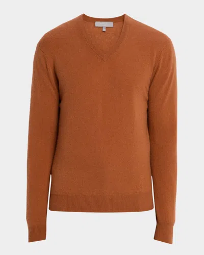 Neiman Marcus Men's Cashmere V-neck Sweater In Animal Print