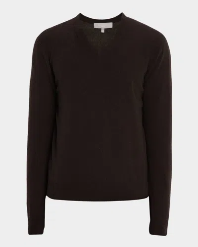 Neiman Marcus Men's Cashmere V-neck Sweater In Brown