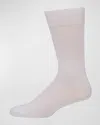 Neiman Marcus Men's Casual Cotton-blend Knit Socks In White