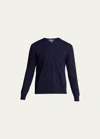 Neiman Marcus Men's Classic 12gg Cashmere V-neck Sweater In Navy
