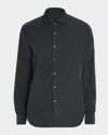 Neiman Marcus Men's Cotton Corduroy Button-down Shirt In Gray