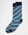 Neiman Marcus Men's Diagonal Birdseye Crew Socks In Black