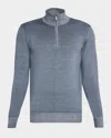Neiman Marcus Men's Dyed Merino Wool Quarter-zip Sweater In Gray
