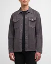 NEIMAN MARCUS MEN'S GOAT SUEDE TRUCKER SHIRT JACKET