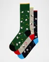 Neiman Marcus Men's Golf 3-pack Crew Socks In Multi