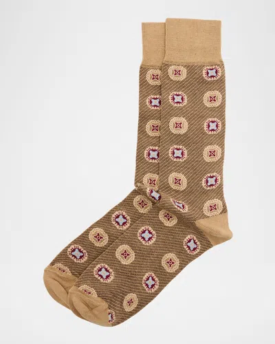 Neiman Marcus Men's Oval Birdseye Oxford Cotton Crew Socks In Brown