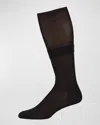 Neiman Marcus Men's Over-calf Silk Dress Socks In Black