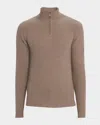 Neiman Marcus Men's Ribbed Cashmere Quarter-zip Pullover In Brown