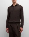 Neiman Marcus Men's Solid Cashmere Polo Sweater In Cinder