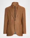 Neiman Marcus Men's Wool And Cashmere Blazer With Zip Vest In Brown