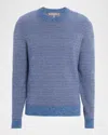 Neiman Marcus Men's Wool And Cashmere Melange Textured Crewneck Sweater In Blue