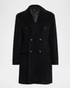 Neiman Marcus Men's Wool And Mohair Double-breasted Overcoat In Black