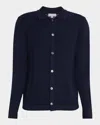 Neiman Marcus Men's Wool Jacquard Button-front Sweater In Black