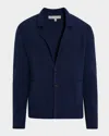 Neiman Marcus Men's Worsted Cashmere Knit Patch-pocket Blazer In Blue