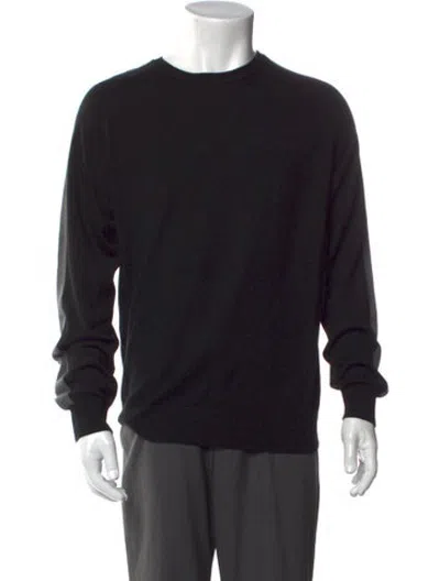 Pre-owned Neiman Marcus Merino Wool Crew Neck Pullover In Black