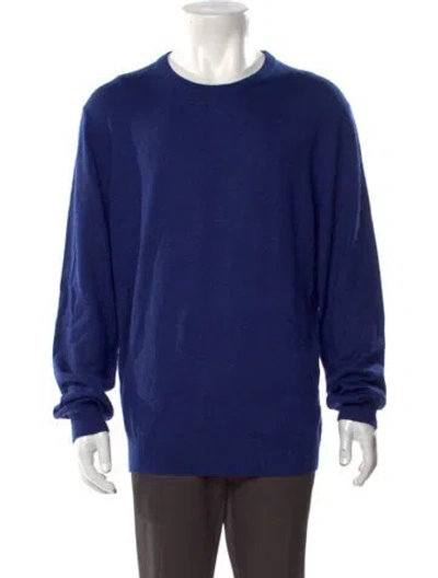 Pre-owned Neiman Marcus Merino Wool Crew Neck Pullover In Blue
