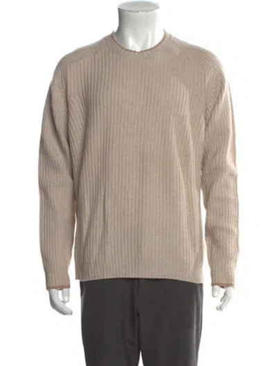 Pre-owned Neiman Marcus Merino Wool Crew Neck Pullover W/ Tags In Neutrals
