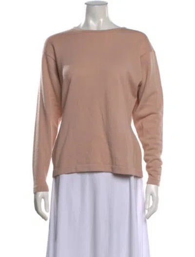 Pre-owned Neiman Marcus Merino Wool Crew Neck Sweater In Pink